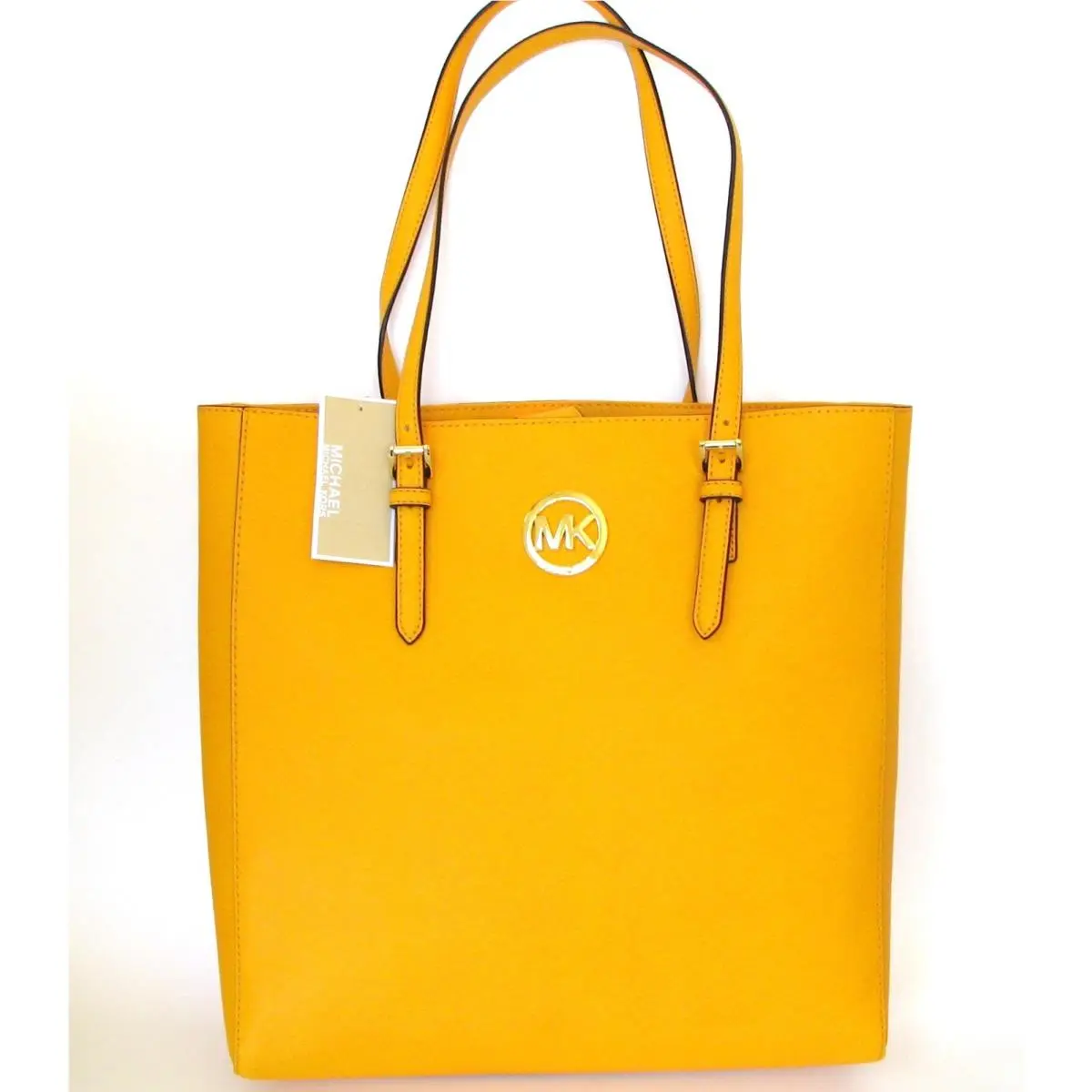 Michael Kors Jet Set Travel Vintage Yellow Leather Large Tote Hand Bag Purse