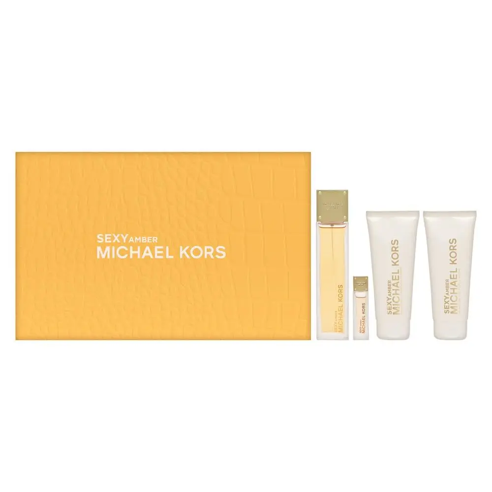 Michael Kors Sexy Amber Set: 3.4 oz Edp Spray + Body Lotion Shower Gel Mini
