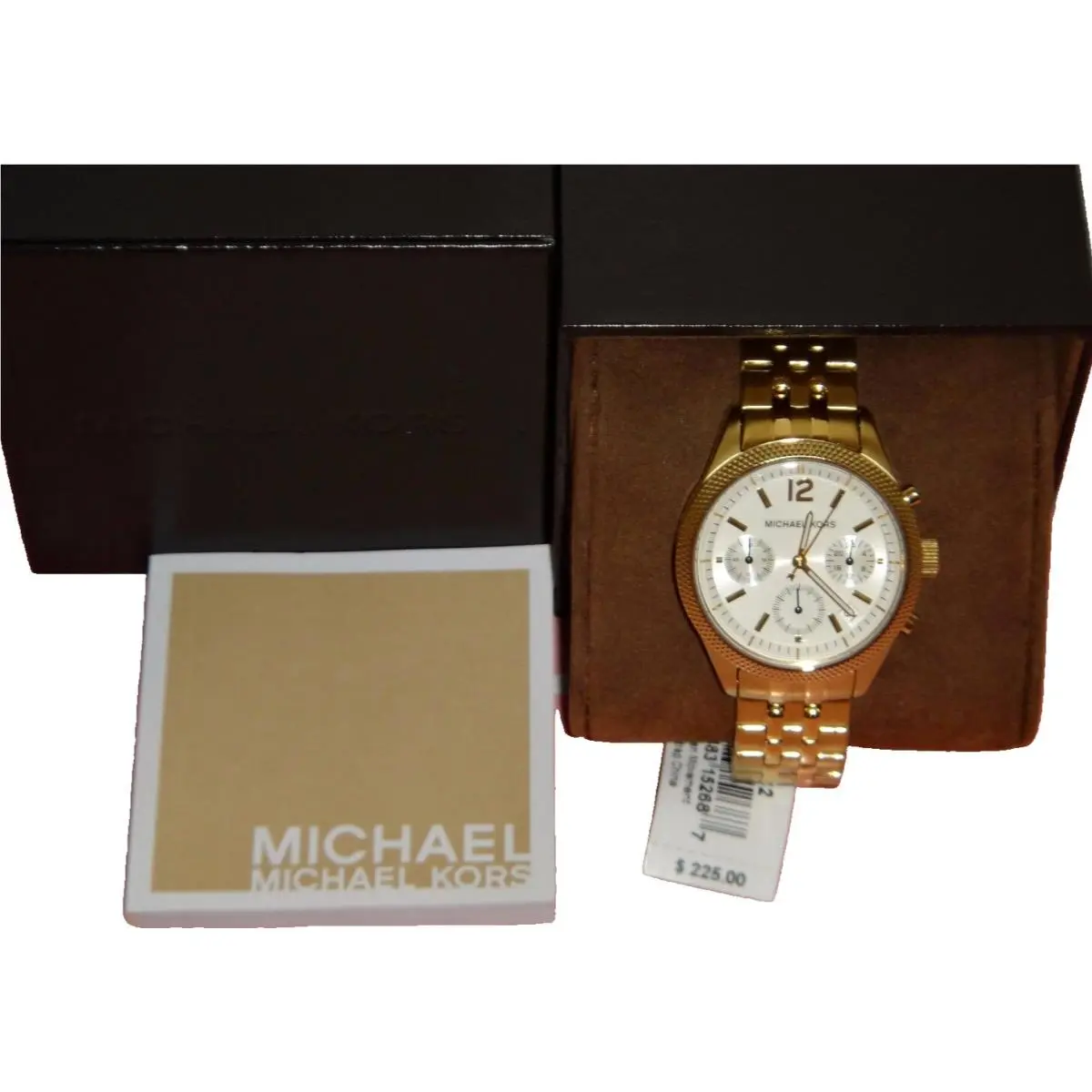 Michael Kors Women`s Ritz Yellow Gold Chronograph Watch White Dial 38mm MK6132