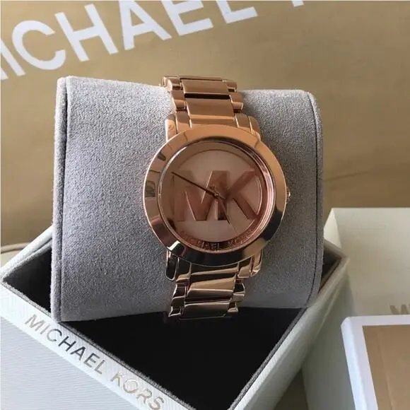 Runway Rose Gold Tone+ MK Logo Mid Sized Watch MK3207 by Michael Kors