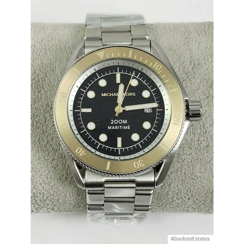 Oversized Maritime Michael Kors Gold Mens Two Tone Diver Watch MK9161