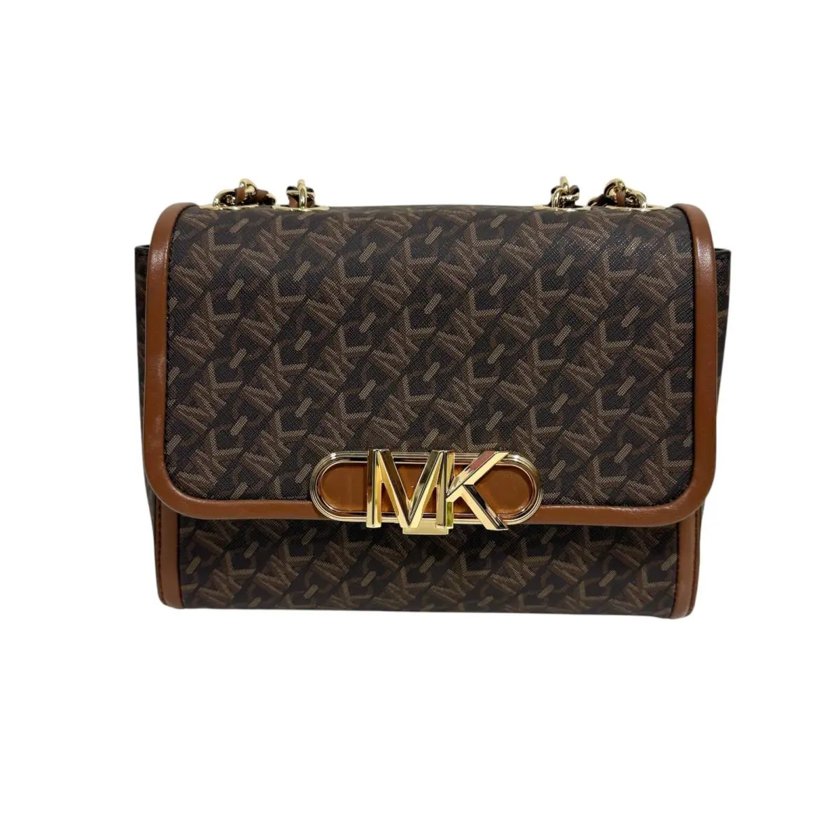 Kors Brown Luggage Logo Parker Medium Convertible Chain Bag