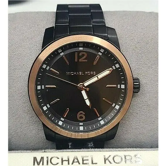 Michael Kors MK8670 Vonn Analog Men`s Black Stainless Steel Watch 44MM