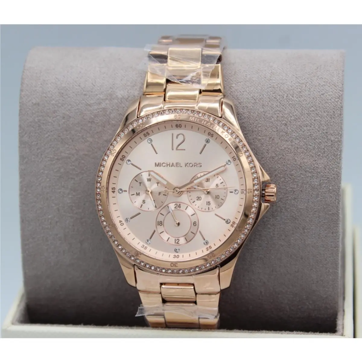 Michael Kors Riley Rose Gold Crystal Chrono Women MK6656 Watch