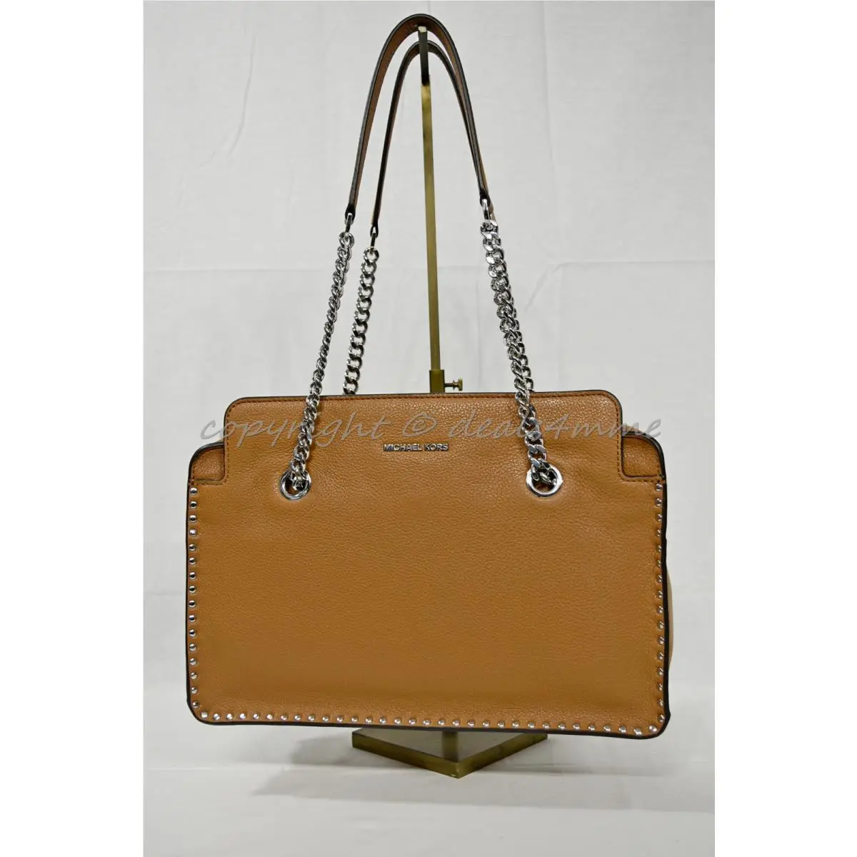 Michael Kors Astor Large Leather Satchel / Shoulder Bag in Acorn Brown