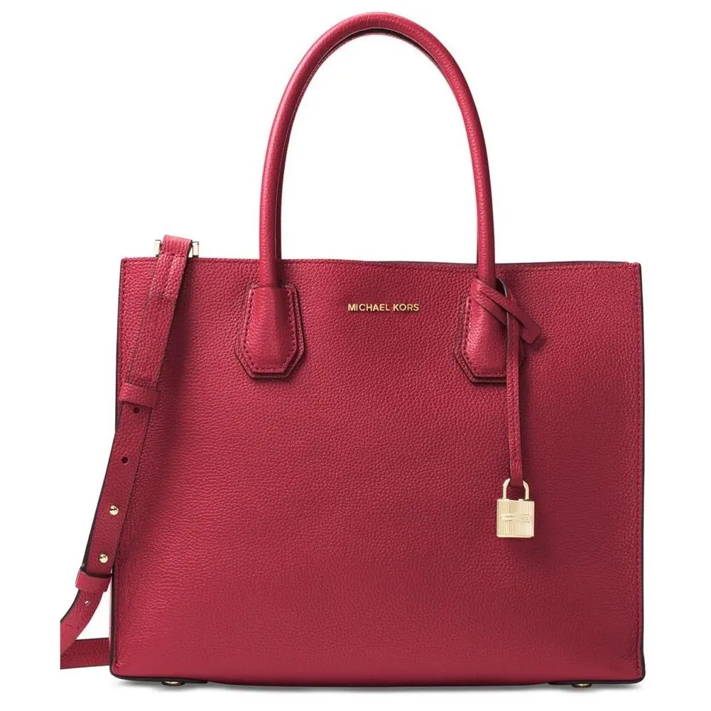 Michael Kors Mercer Large Studio Convertible Burnt Red Leather Bag Leather