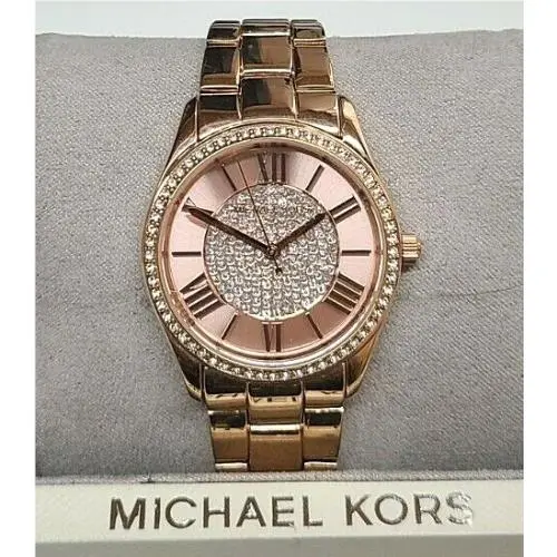 Michael Kors Women`s MK7074 Rose Gold-tone Heather Crystal Pave Bracelet Watch