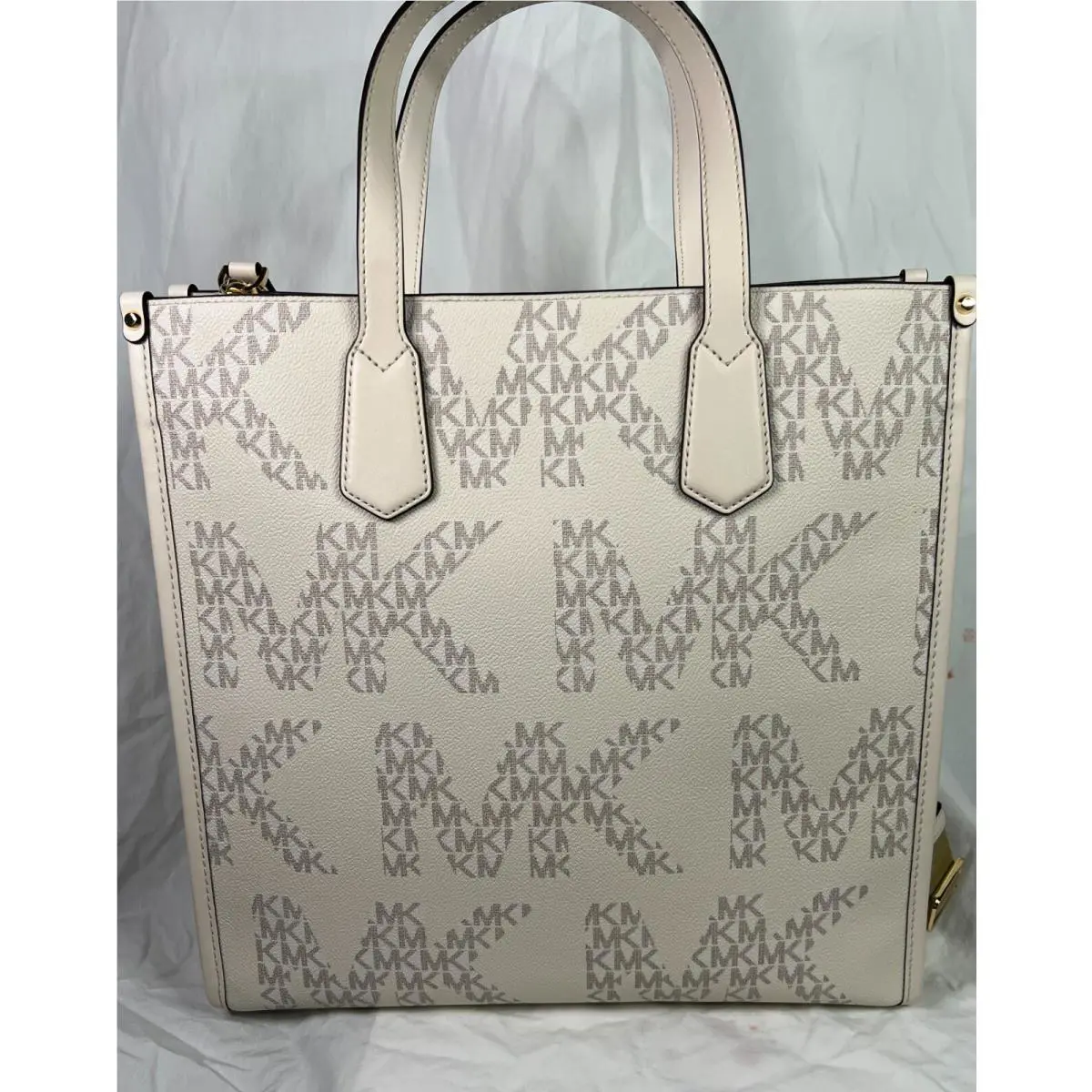 Michael Kors Coraline Printed Canvas Leather Large Tote Brown Multi Dust Bag