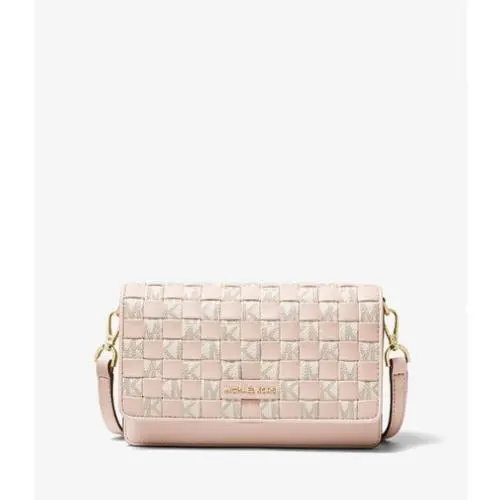 Michael Kors Jet Set Small Woven Logo Smartphone Convertible Crossbody Bag