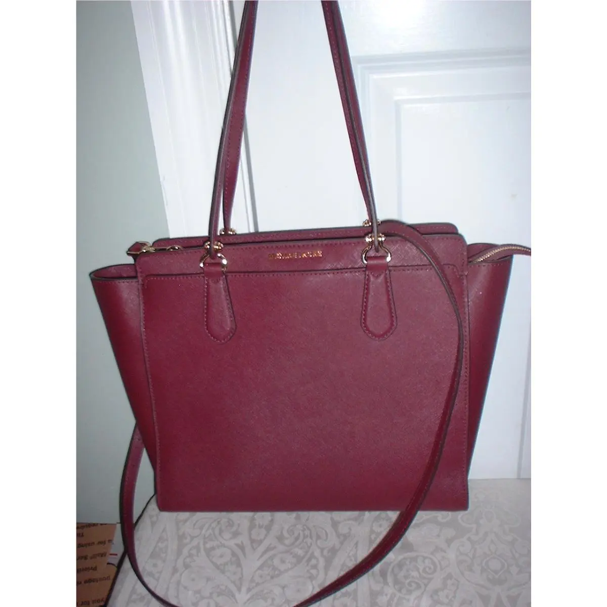 Michael Kors Large Dee Dee Convertible Tote Handbag Plum