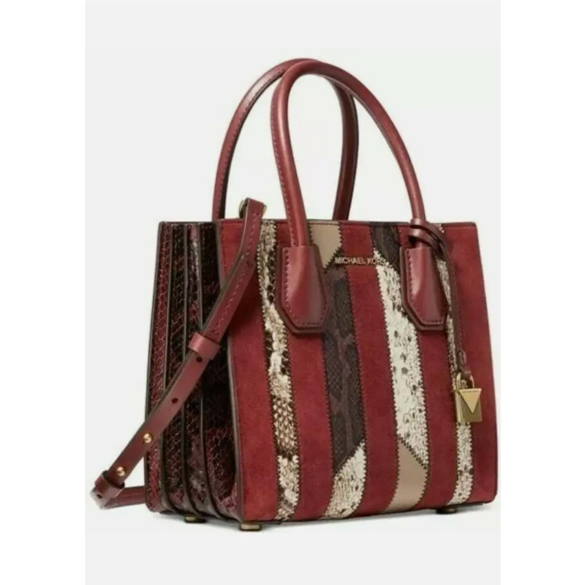 Michael Kors Mercer Medium Accordion Leather Brandy Multi/gold Messenger