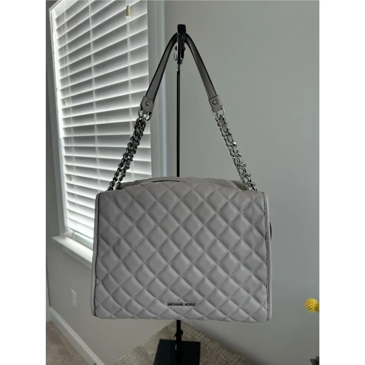 Kors Cement Quilted Leather XL Rachel Satchel