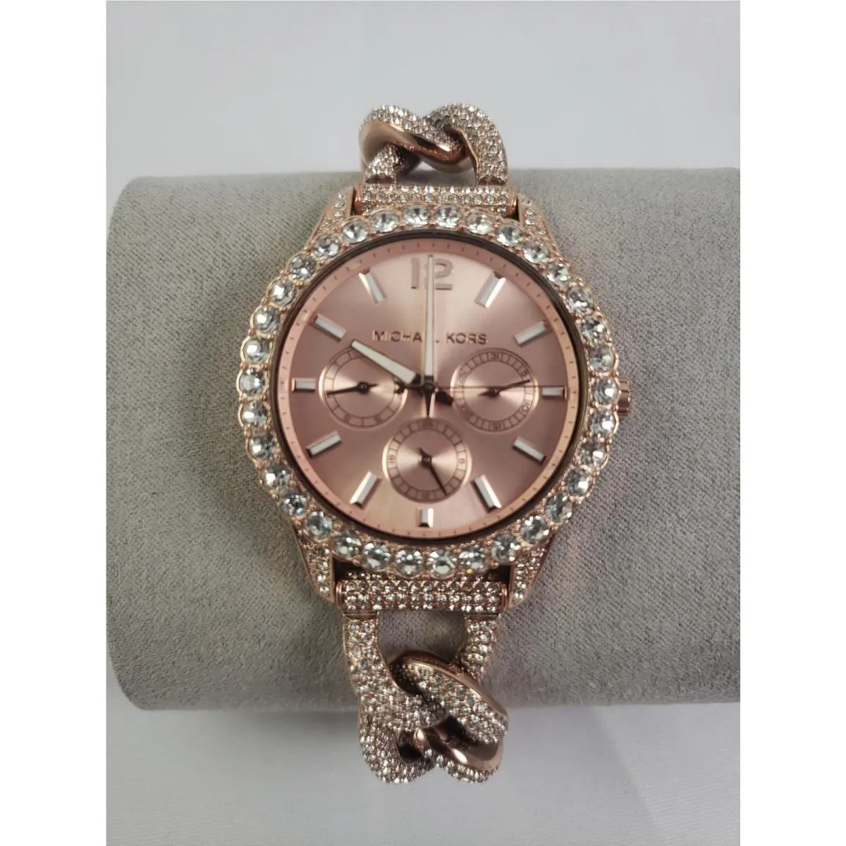 Layton Extreme Glitz Rose Gold Crystal Chain Watch MK4654 by Michael Kors