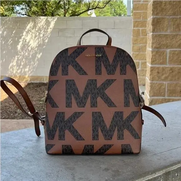 Michael Kors Cindy Graphic Large Backpack Sig Big Logo Luggage Multi