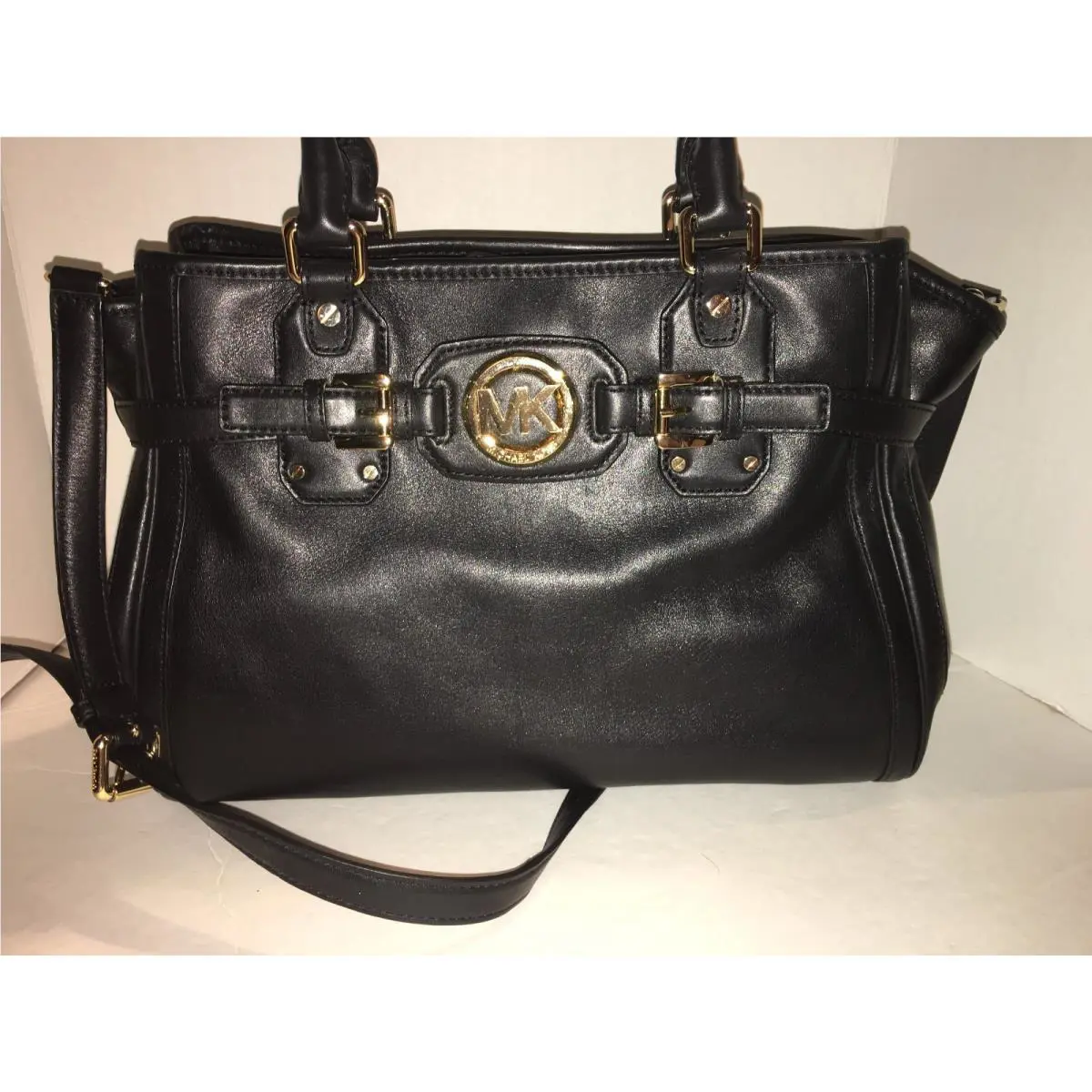 Michael Kors Hudson Leather Black Large Tote Satchel Bag/purse 30H2GHUT3L