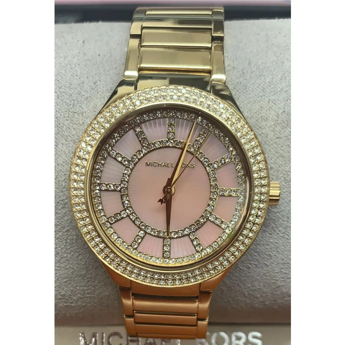 Michael Kors MK3396 Kerry Pink Mop Dial Gold Tone Stainless Women`s Watch