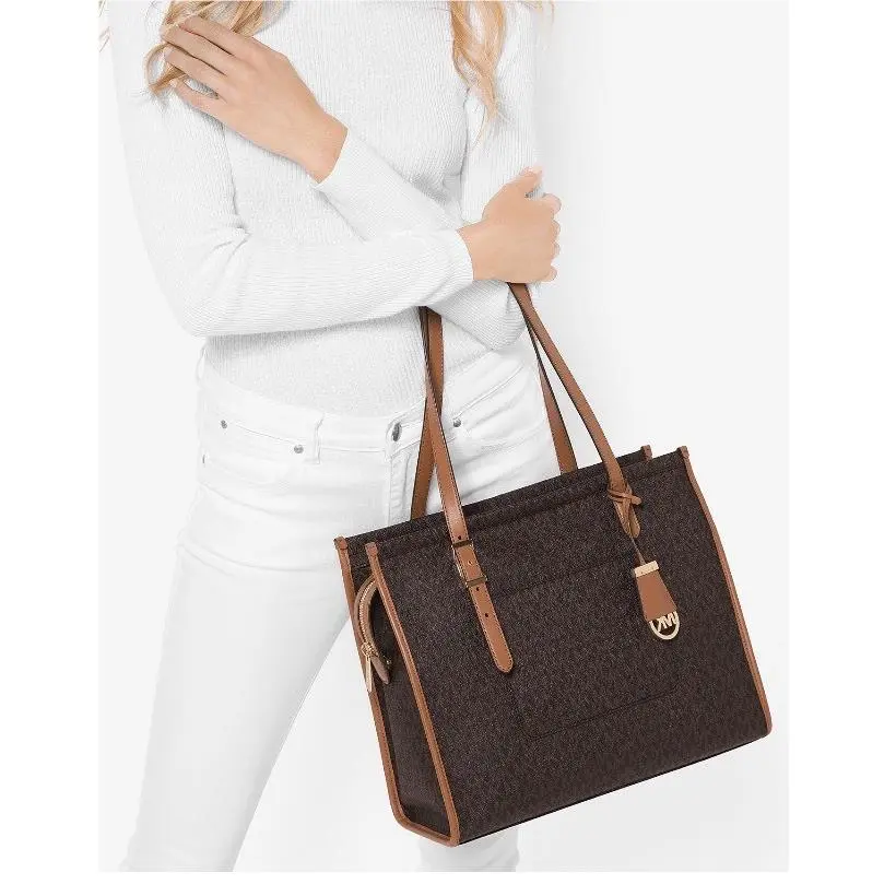 Michael Kors Darien Medium Tote / Shoulder Bag in Signature Brown/ Mocha