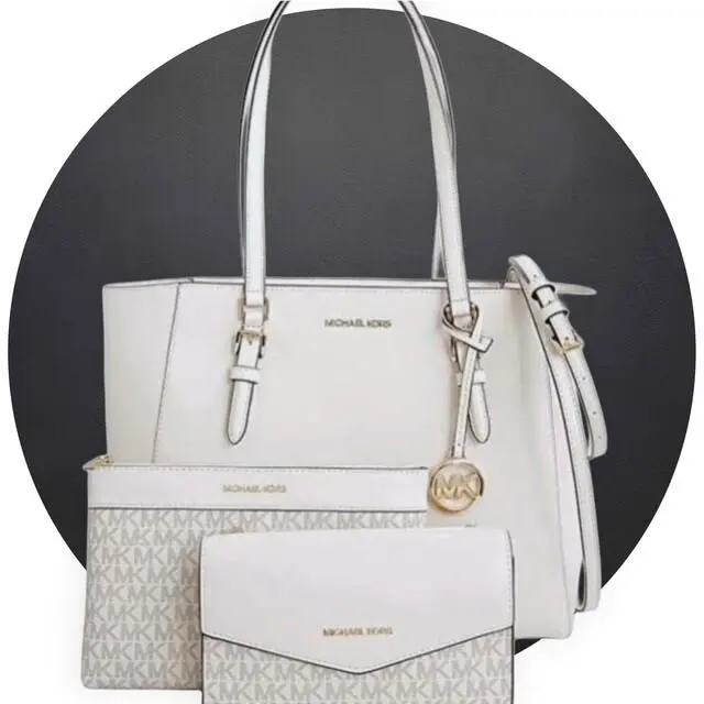 Michael Kors Ivory Large Charlotte Leather 3 in 1 Shoulder Bag