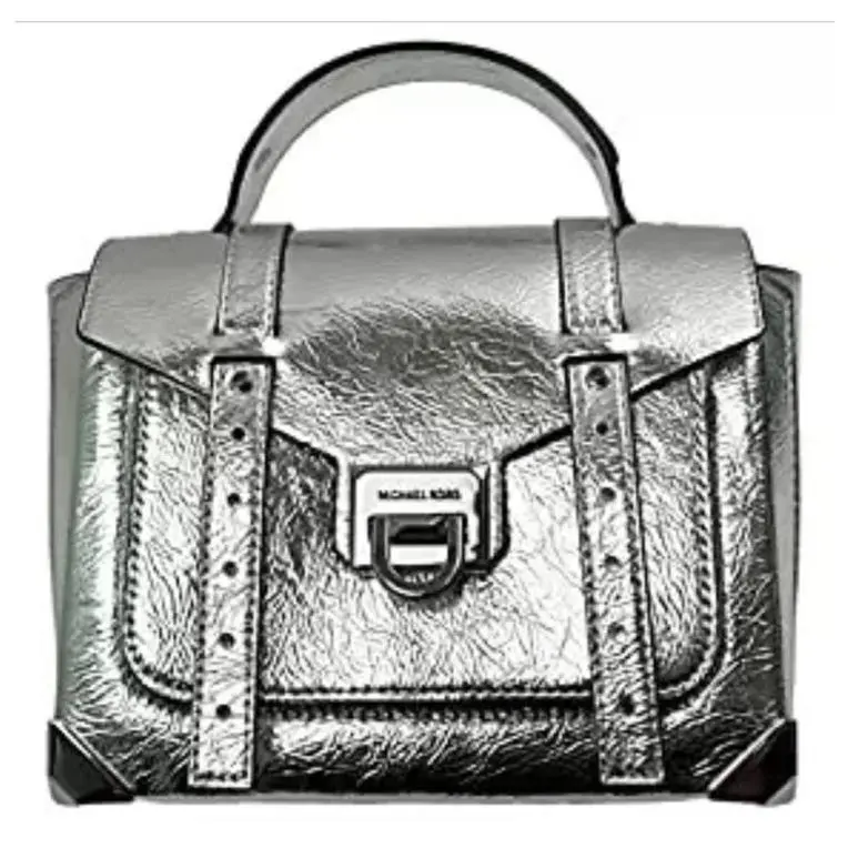 Mew  Manhattan Medium Silver Leather Top Handle School Satchel Bag by Michael Kors