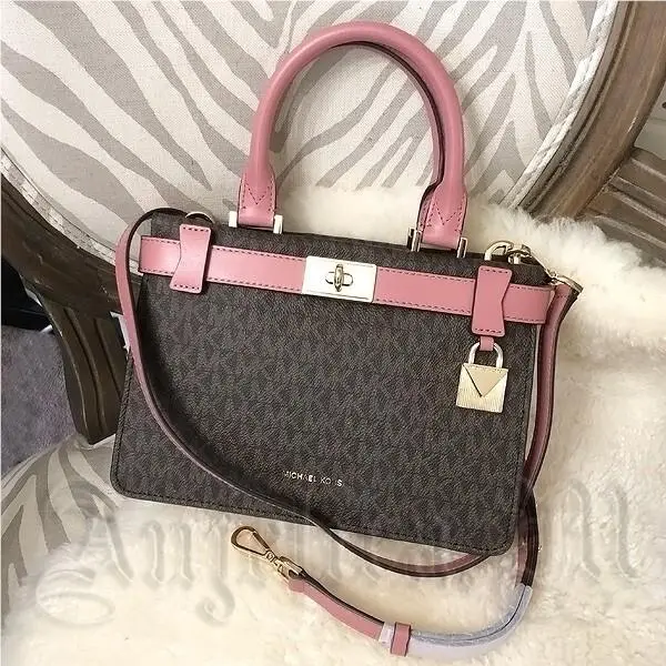 Michael Kors Tatiana Mini Logo and Leather Satchel Pink 30H8GT0S5B