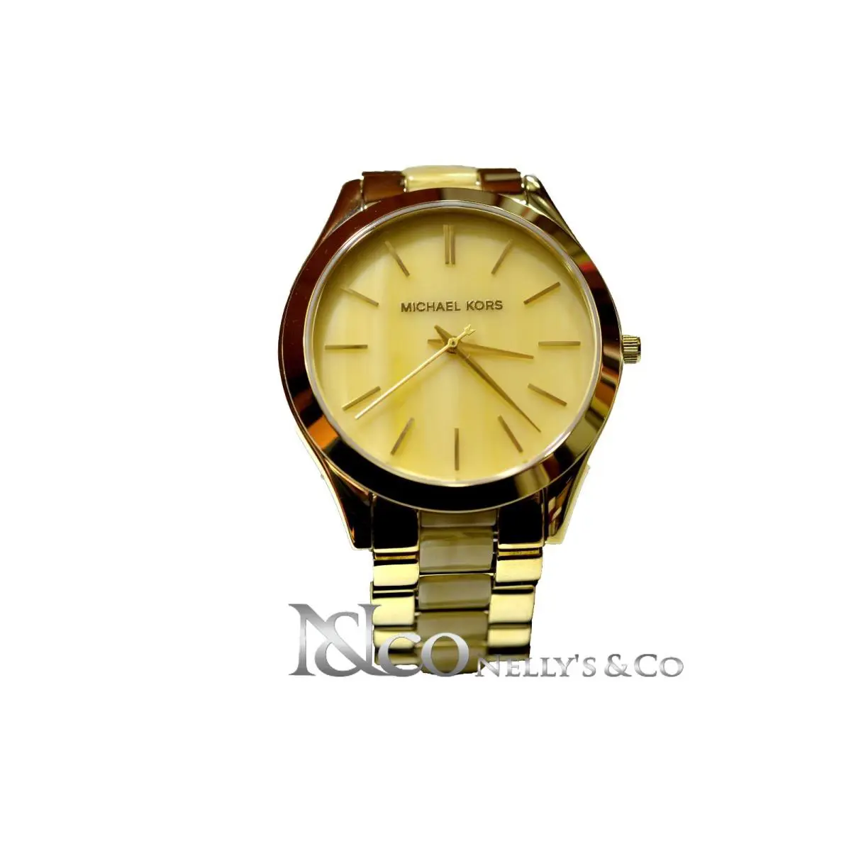 Michael Kors MK4285 Slim Runway Milky Horn Dial Two-tone Bracelet - Face: Yellow, Band: Yellow Gold