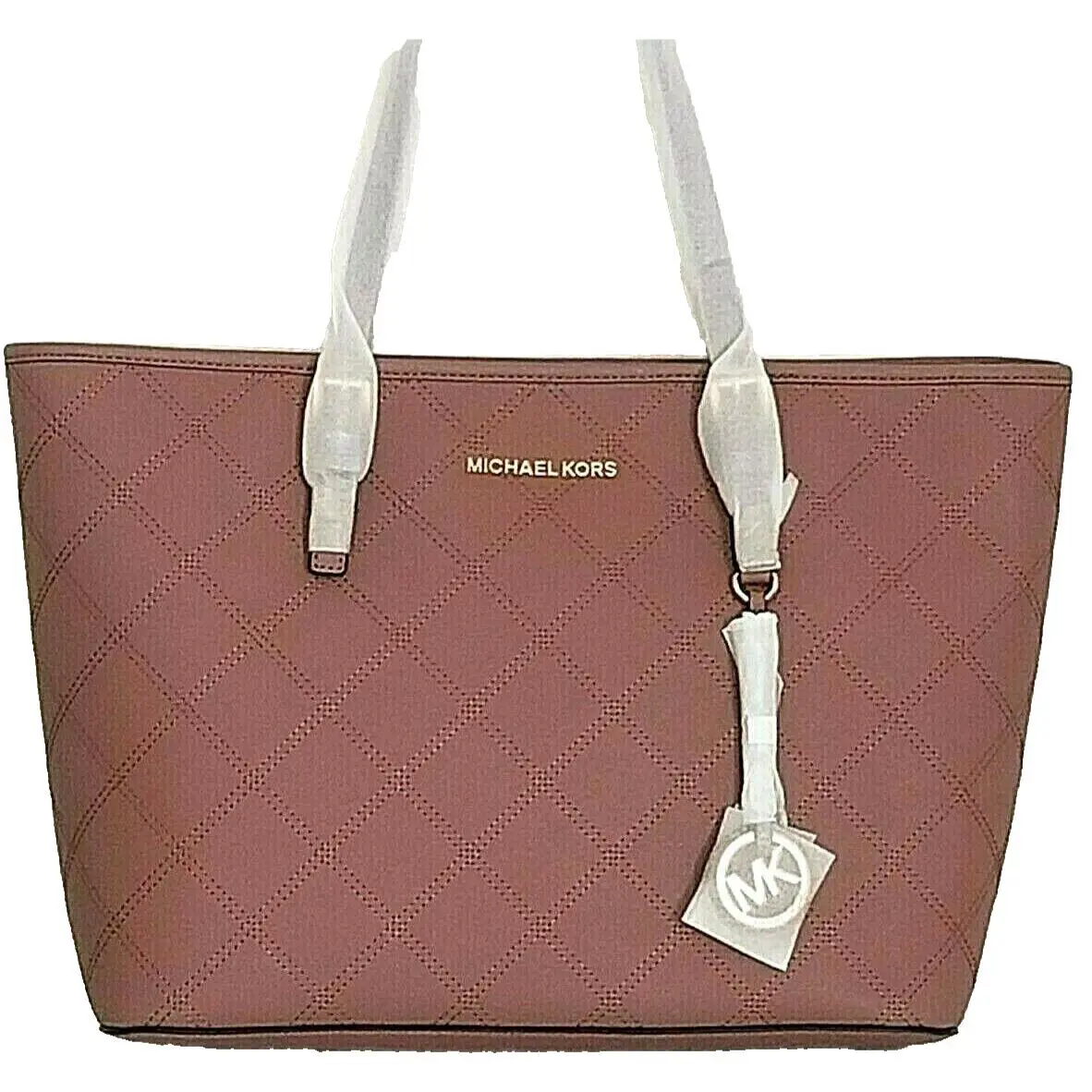 Michael Kors Jet Set Travel Top Zip Tote Dusty Rose Pink Leather Bag