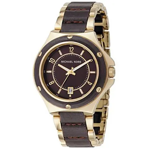 Michael Kors 2 Tone Gold Brown Resin Tortoise Color Bracelet WATCH-MK5169