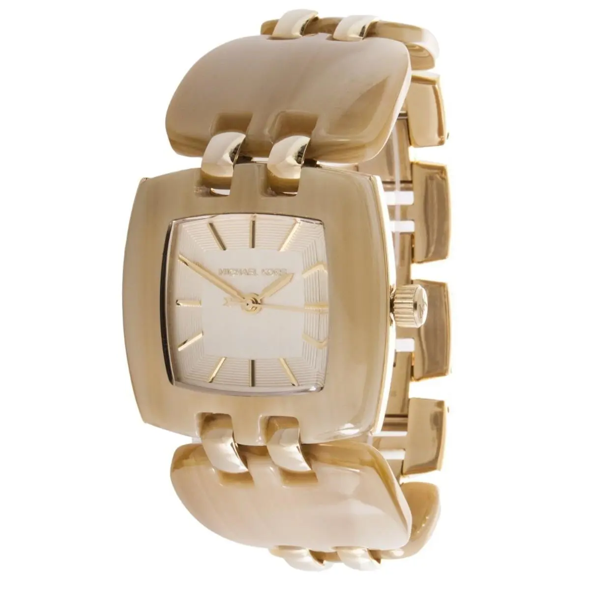Michael Kors Chip Sand Resin Horn+espresso Brown Tone Bracelet Watch MK4265