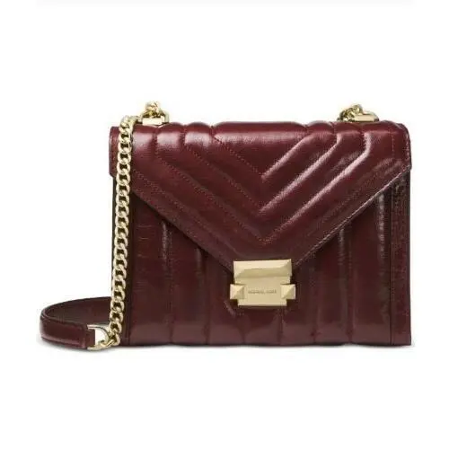 Whitney Quilted Leather Med Red Chain Shoulder/x-body Dust Bag by Michael Kors