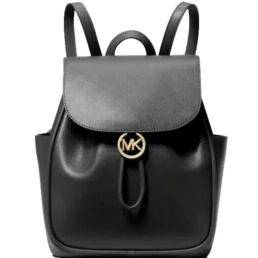 Michael Kors Cheryl Medium Backpack Black Leather Drawstring Travel Bag