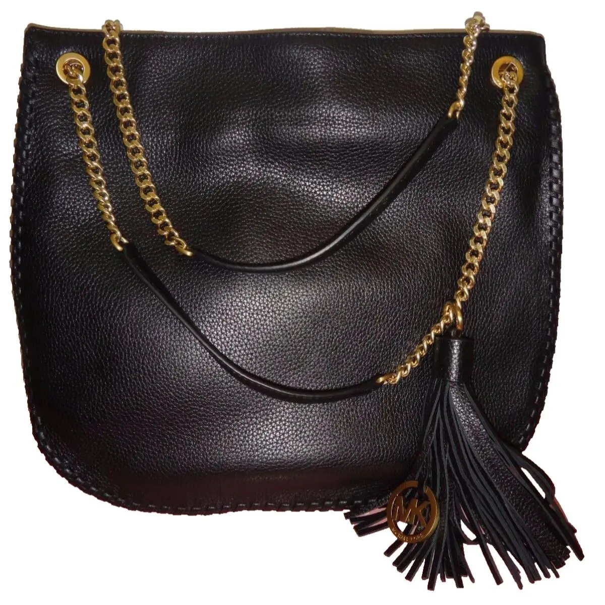 Michael Kors Whipped Chelsea Women LG TZ MK Shoulder Bag Tote Black Leather Gold