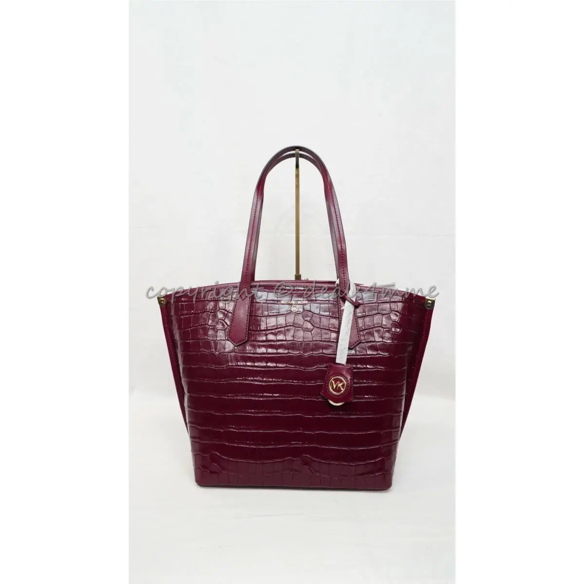 Michael Kors 30F1GJBT3E Jane Large Embossed Leather Tote in Dark Berry