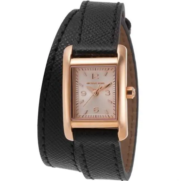 Michael Kors Taylor Rose Gold Wrap Around Leather Black 22MM MK2442