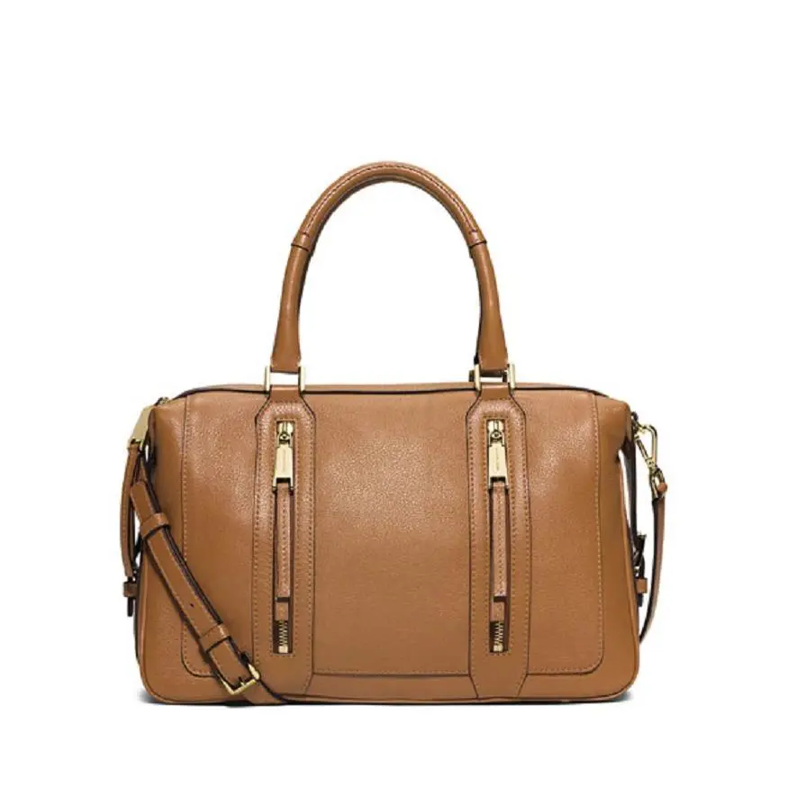 Michael Kors Julia Large Satchel Acorn Pebble Leather Satchel Tote Bag Gold