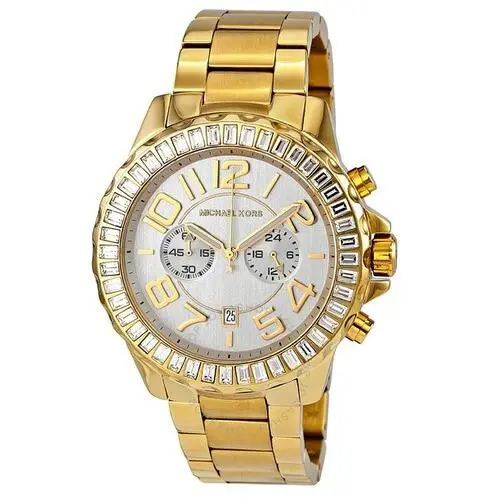 Michael Kors Rox Gold Tone Baguette Crystal Gem Stone Bracelet WATCH-MK5591