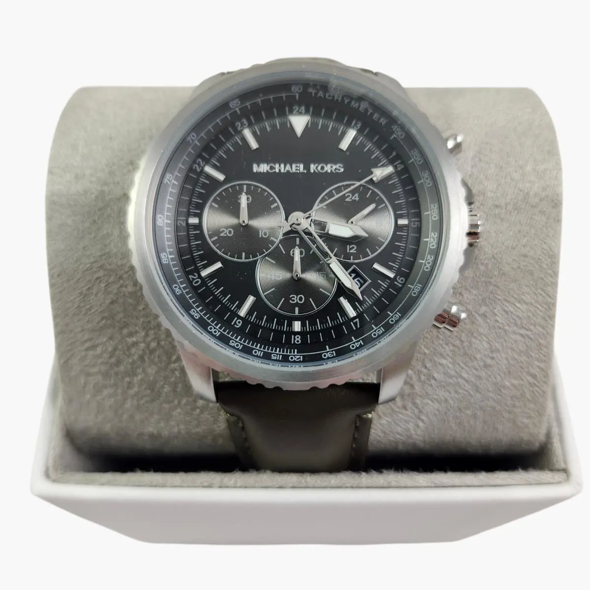 Michael Kors Cortlandt Chronograph Mens Watch Olive Green Leather MK8985