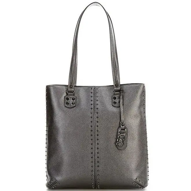 Michael Kors Astor Large NS Tote Gunmetal Grey Metallic Leather