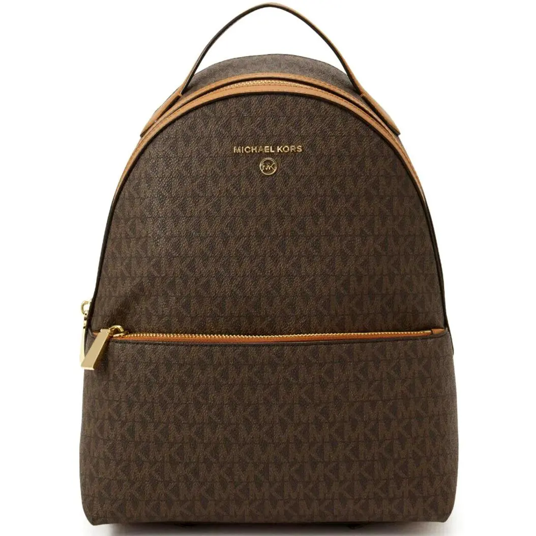 Michael Kors Valerie Medium Backpack Brown Logo Signature Travel School