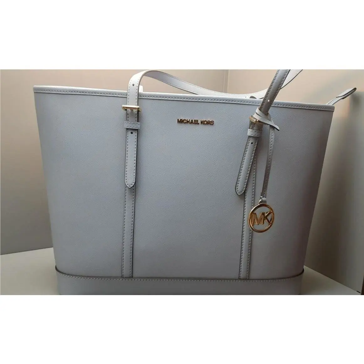 Michael Kors Jet Set Travelpale Blue Large Tote Handbag 35FOGTVT9L