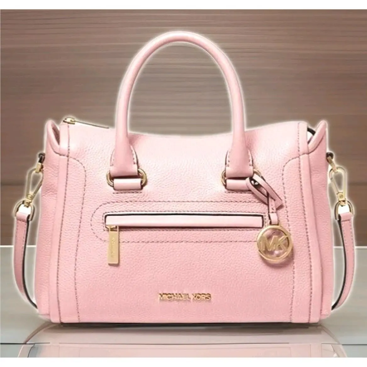 Michael Kors Carine Medium Powder Blush Pink Leather X-body Satchel Bag