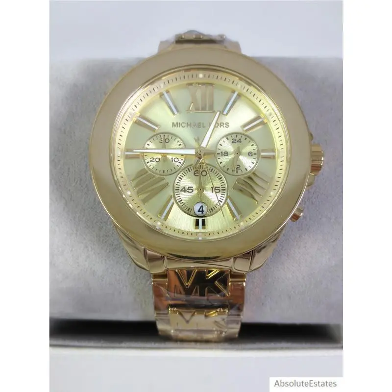 Michael Kors Wren Gold Stainless Steel Chronograph Watch MK6952 Unisex + Box