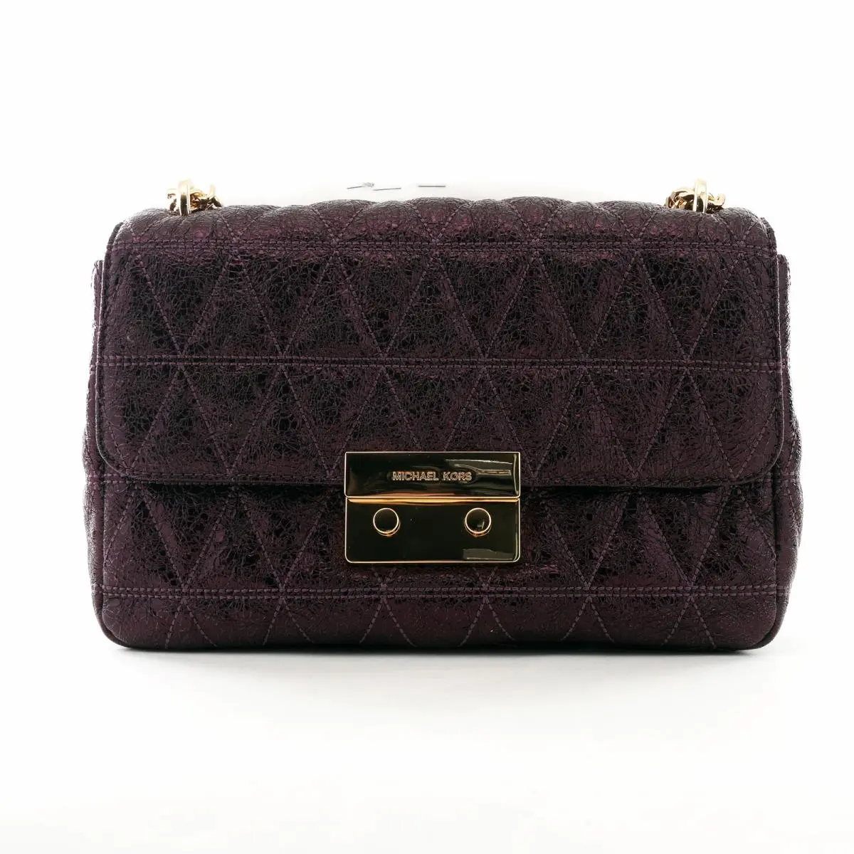 Michael Kors Sloan Large Chain Leather Shoulder Bag Damson Purple