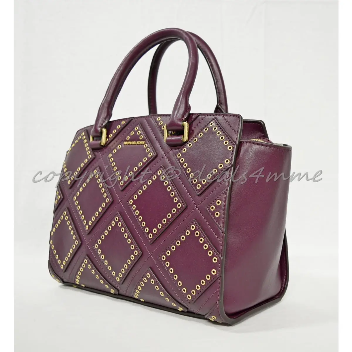 Diamond Grommet Medium Selma Top Zip Leather Satchel/shoulder Bag by Michael Kors