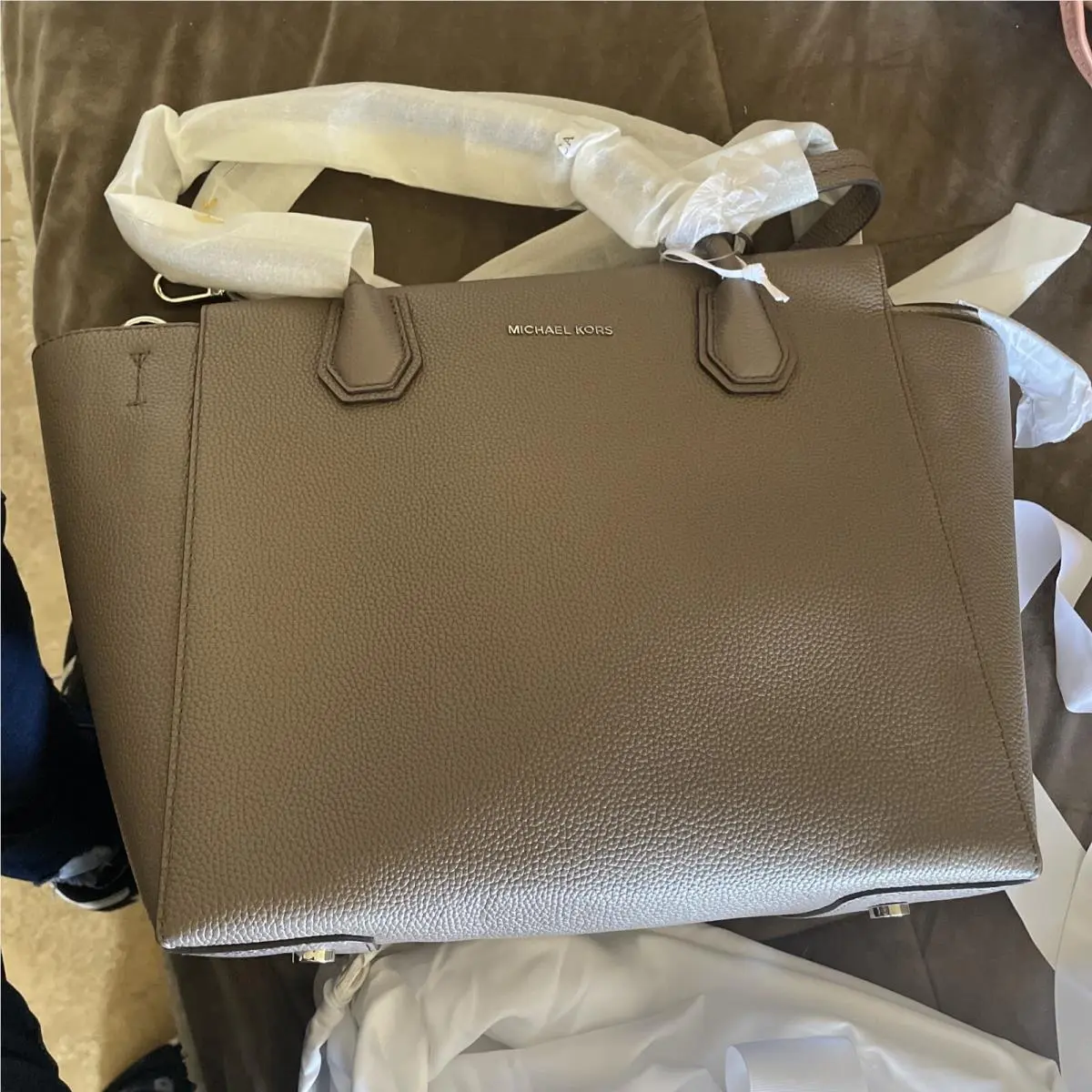 Studio Mercer Large Satchel Leather Tote 30H6SM9S3L Cinder by Michael Kors