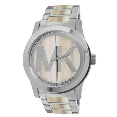 MK5787 Runway Watch Silver Cream Inlay Watch by Michael Kors