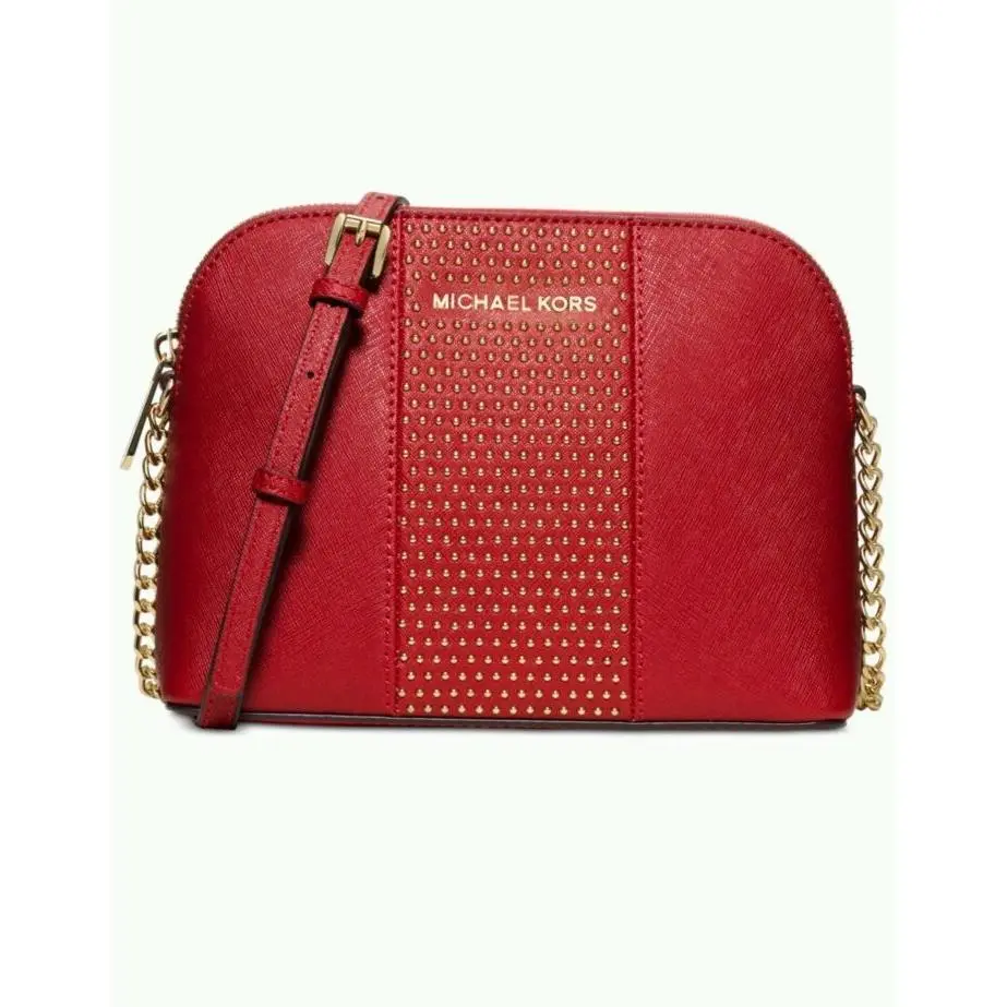 Kors Cindy Stud Large Dome Crossbody Red/gold