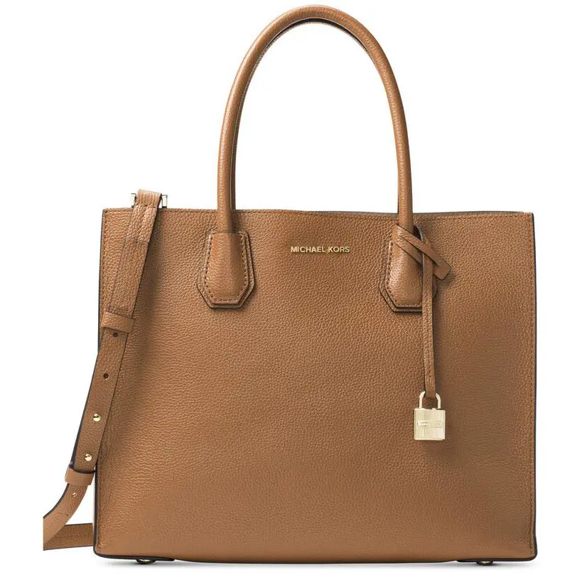 Michael Kors Mercer Large Studio Convertible Leather Bag Luggage Tote Gold