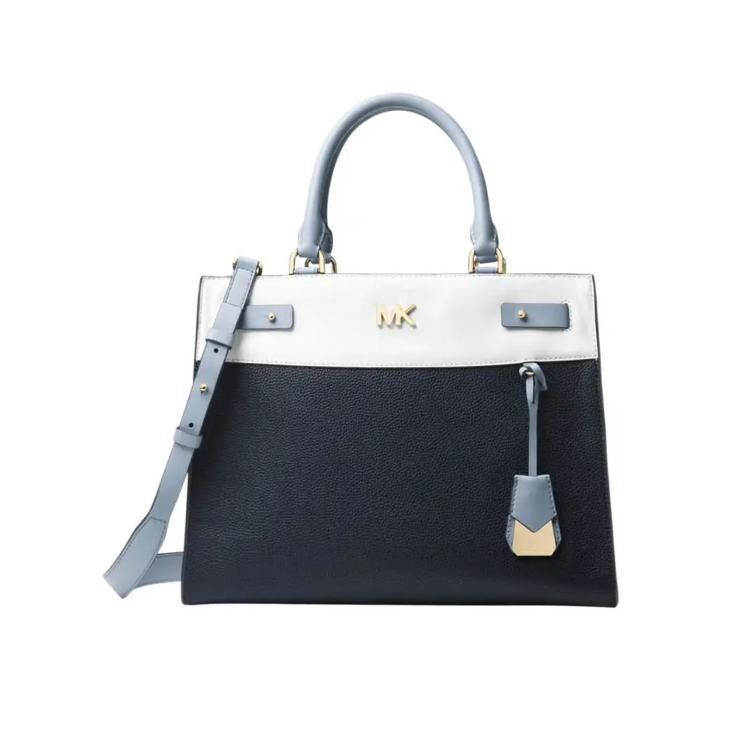 Michael Kors Reagan Color Block Blue Leather Tote
