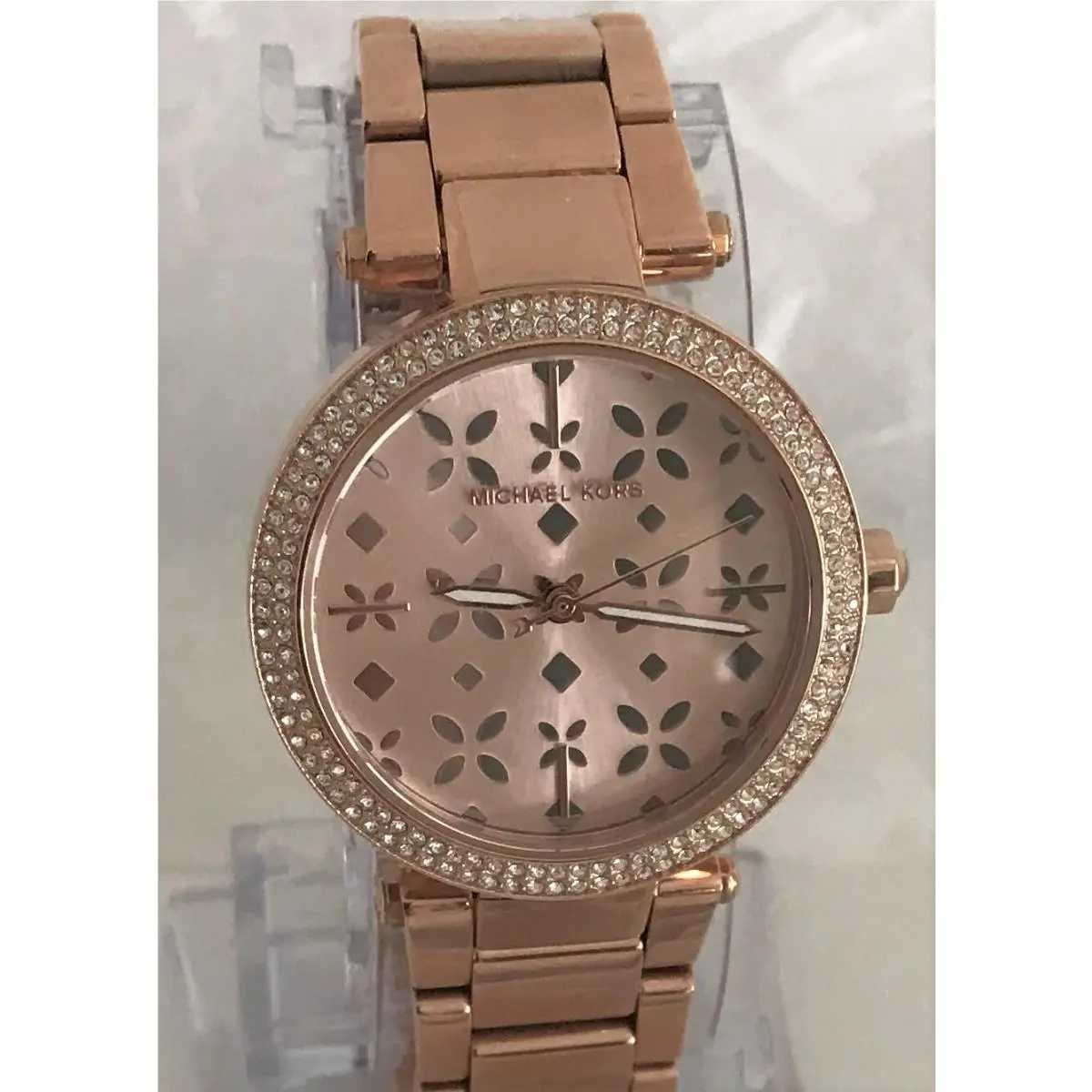 MK6470 Mini Parker Rose Gold-tone Floral Cutout Dial Watch by Michael Kors