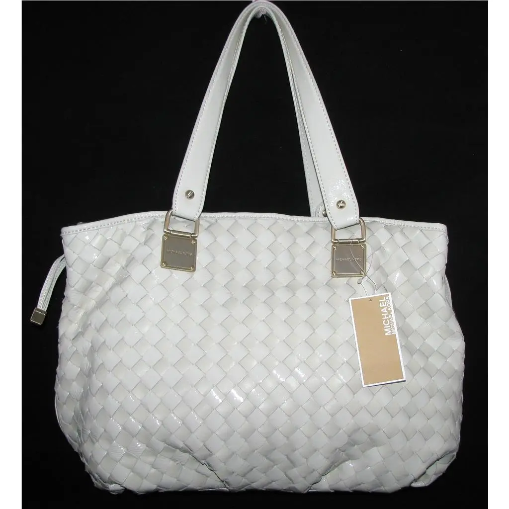 Vanilla White Woven Bury Leather Lrg Tote Hand Bag-msrp by Michael Kors
